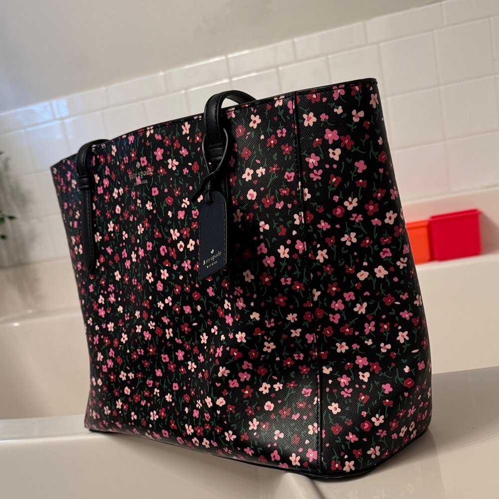Kate Spade Pink and Black Floral Tote
